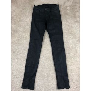 J Brand VERA Skinny Black Coated Split Leg Pants